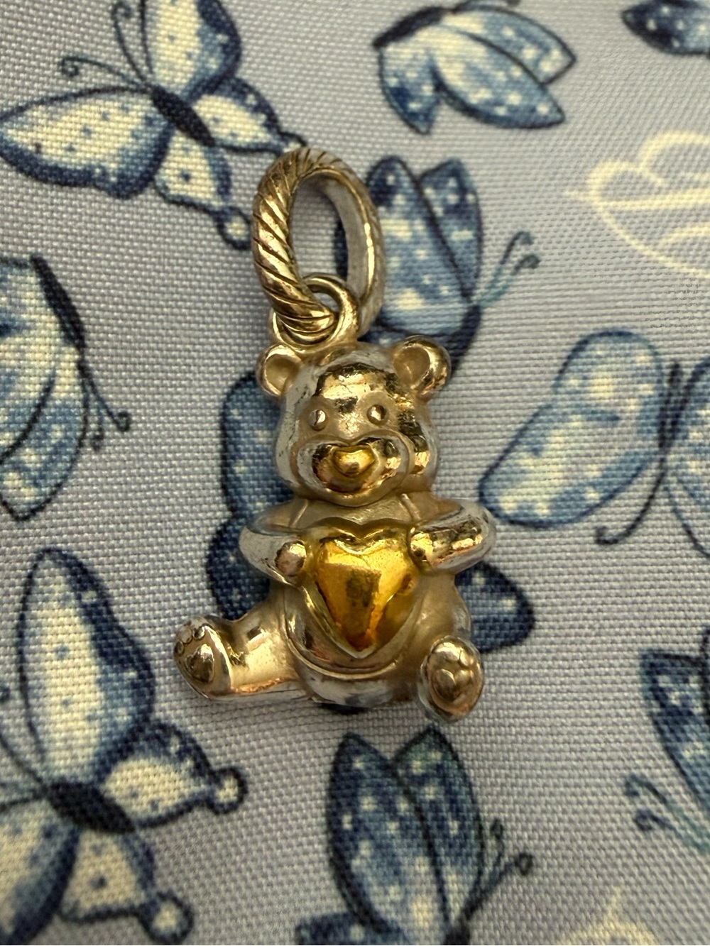 Brighton Two-Tone Teddy Bear Heart Charm